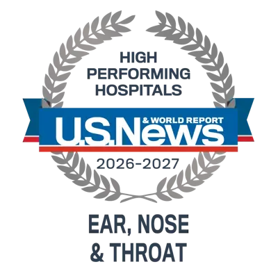 U.S. News and World Report 2026–2027 High Performing Hospitals badge for Ear, Nose and Throat