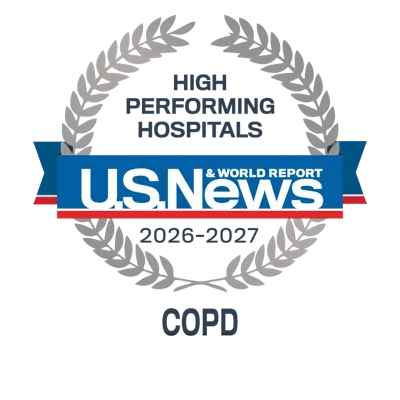 U.S. News and World Report 2026–2027 High Performing Hospitals badge for COPD.