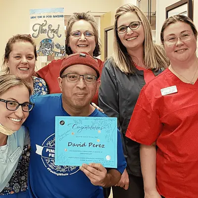 David Celebrates with His Cancer Team