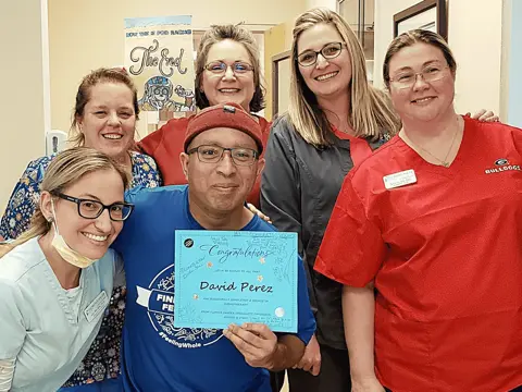 David Celebrates with His Cancer Team