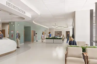 A render of a waiting room at AdventHealth.