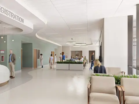 A render of a waiting room at AdventHealth.