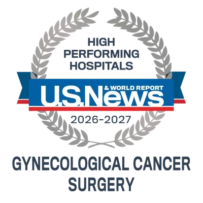 U.S. News and World Report 2026–2027 High Performing Hospitals badge for Gynecological Cancer Surgery.