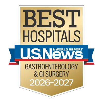 U.S. News and World Report Best Hospitals 2026–2027 badge for Gastroenterology and GI Surgery.